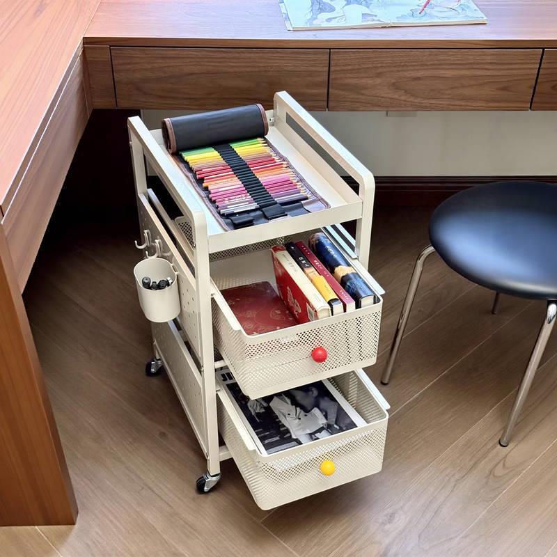 简约落地式抽屉小推车置物架收纳柜卧室床头桌下收纳多层储物架子