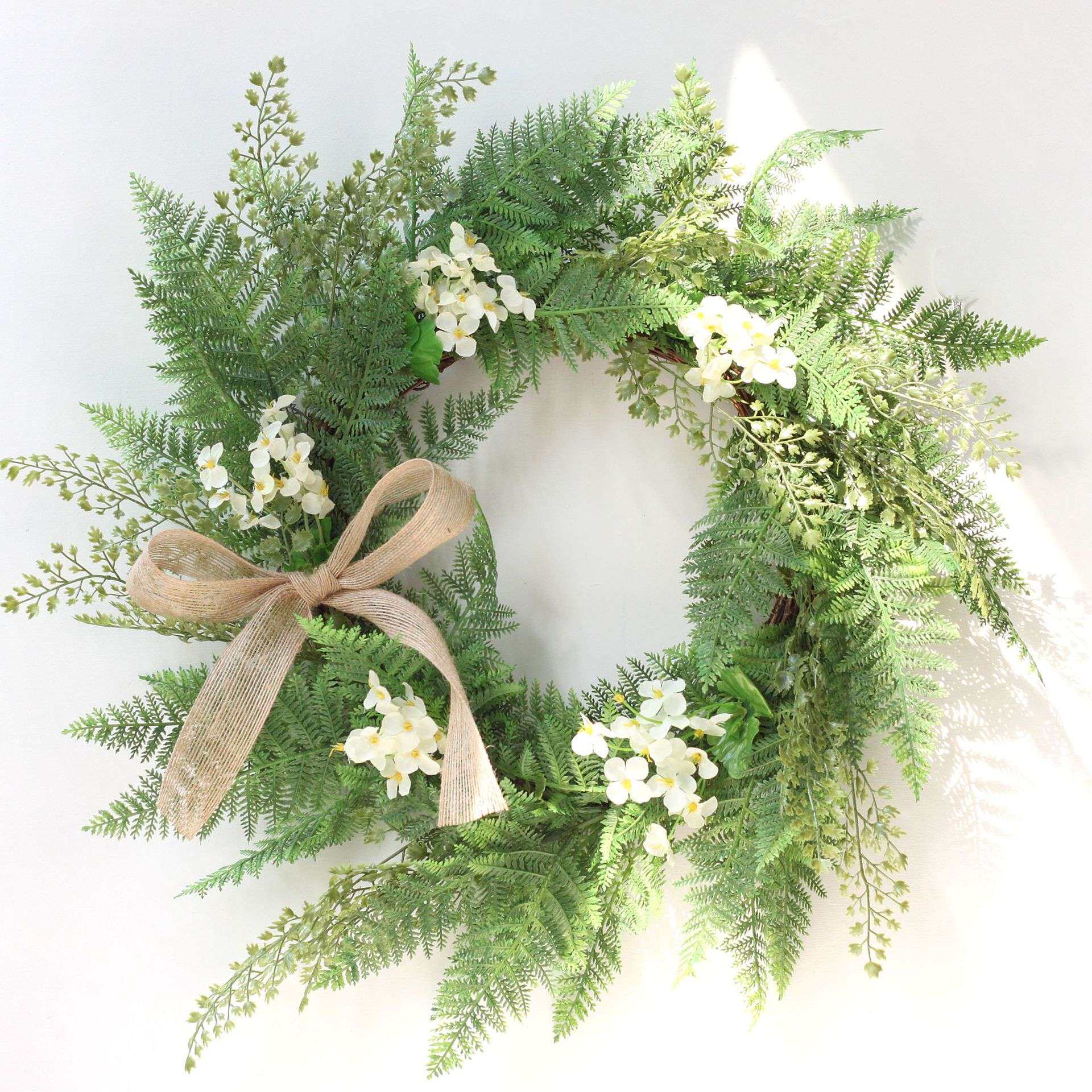 春季新款仿真花饰门饰门环绿植绿色花环50CM