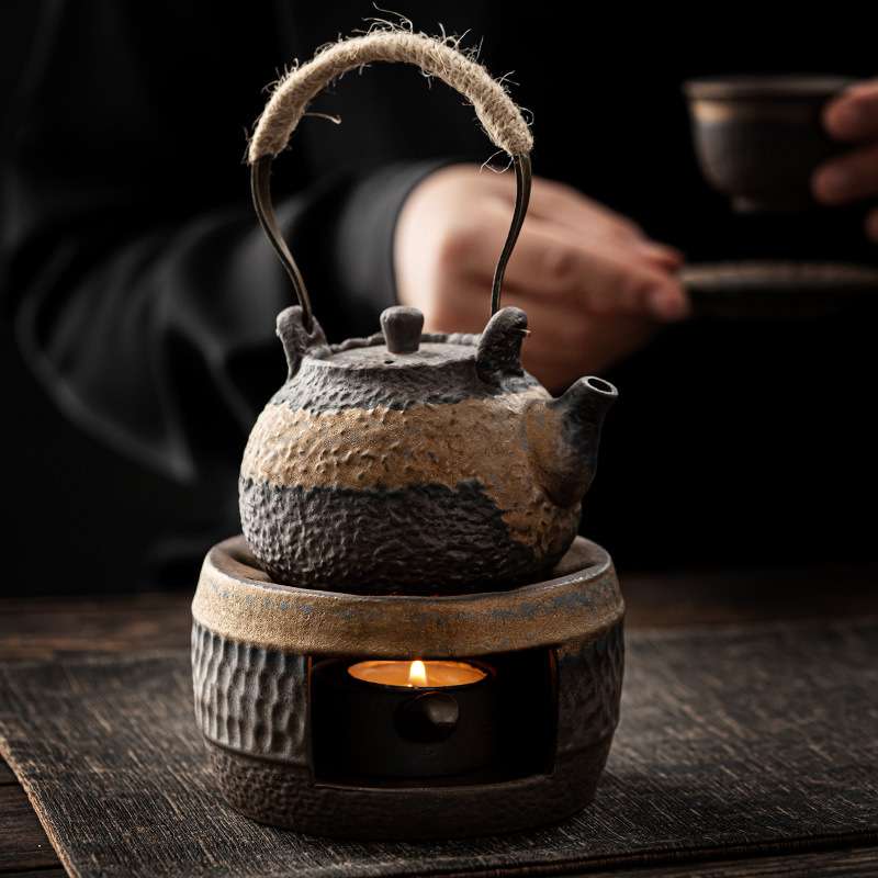 中式提梁壶茶具套装家用陶瓷煮茶壶茶炉温茶组蜡烛加热茶壶泡茶器