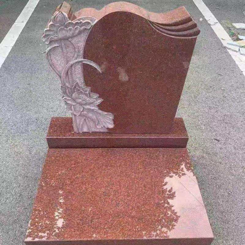 贵妃红墓碑石材红色花岗岩陵园公墓农村土葬墓碑大理石草坪碑