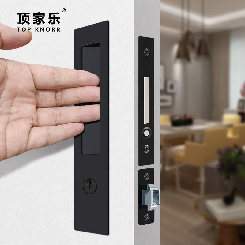 口袋门锁内嵌移门钩锁隐藏推拉门拉手木门暗藏滑门锁吊趟门双钩锁