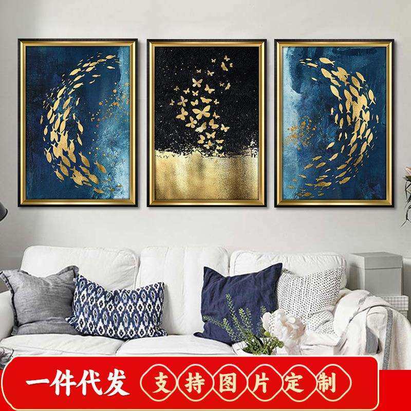 2019新款5d点贴钻十字绣满钻客厅现代抽象艺术钻石画三联画砖石画