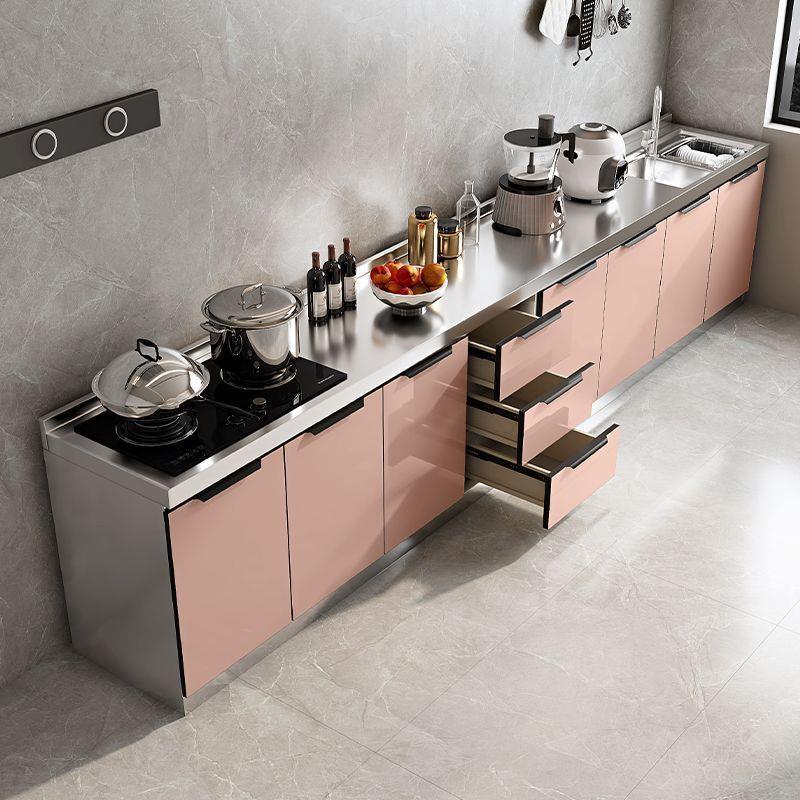 不锈钢橱柜租房家用一体组装经济型农村置物灶台柜子储物厨房橱J&