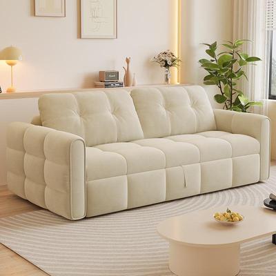 电动沙发床折叠两用2025新款双人高端网红奶油风客厅小户型伸缩床