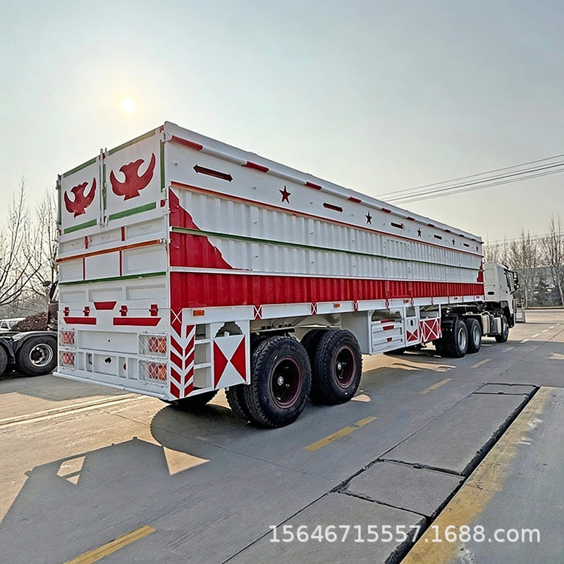 跨境出口厢式运输半挂车侧翻自卸车厢式牵引挂车半挂车2轴