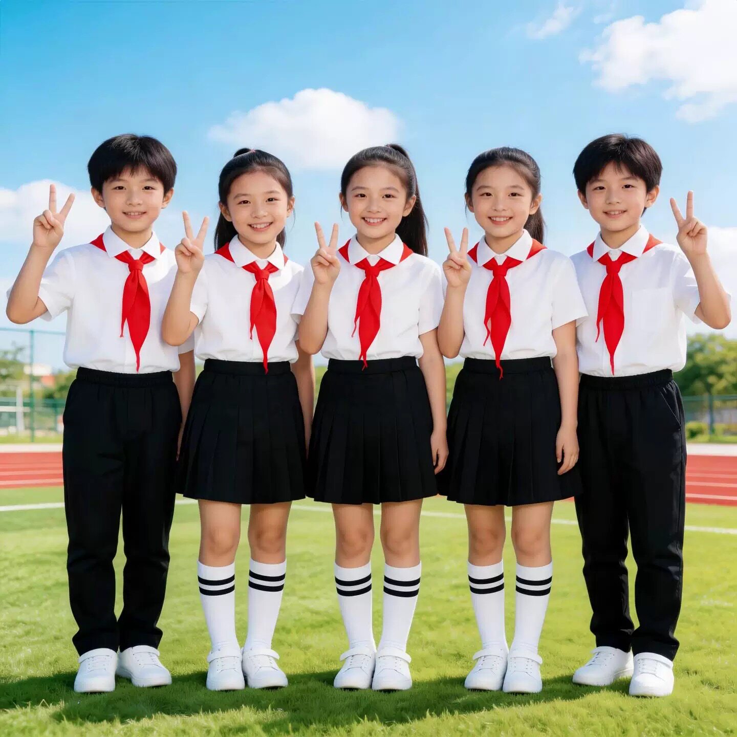 国庆节儿童大合唱白衬衫黑裤子套装小学生演出服装诗歌朗诵表演服