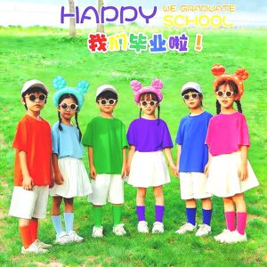 儿童糖果色啦啦队短袖演出表演