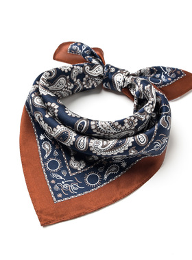 安格拉红腰果花70cm方巾阿美咔叽色系小丝巾护颈围巾防晒围脖