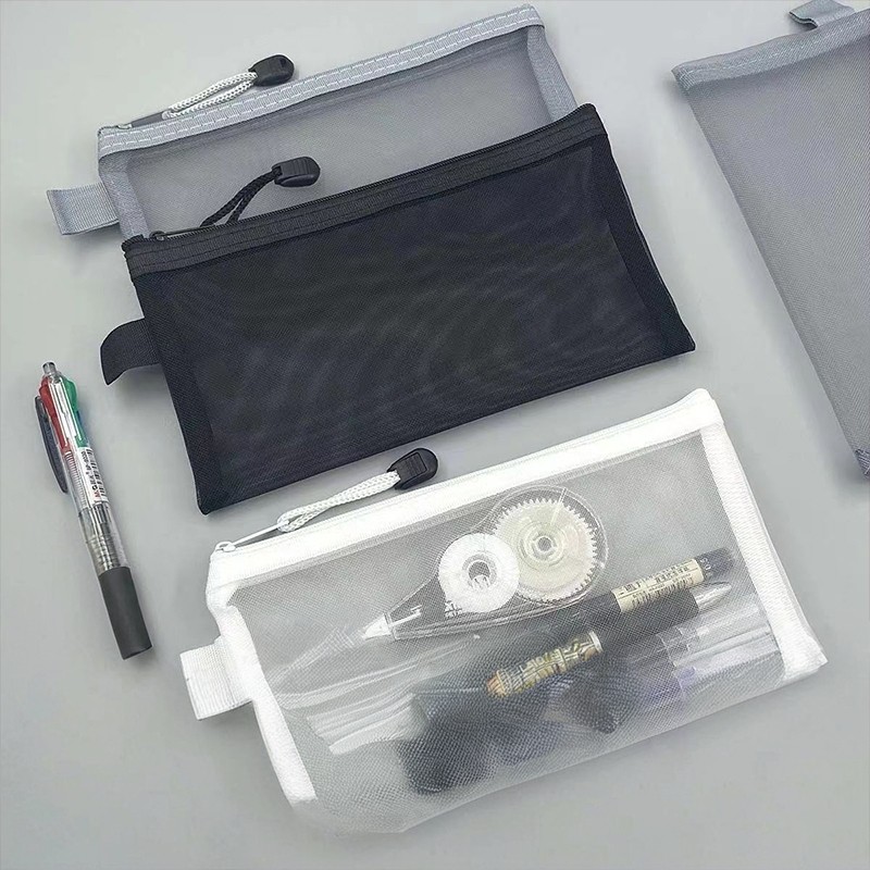 透明网纱笔袋大容量简约收纳袋