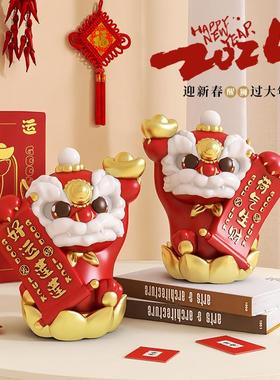醒狮摆件龙年舞狮客厅玄关电视柜家居装修饰开业乔迁之喜礼物