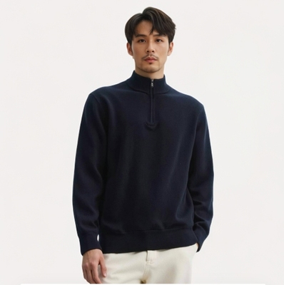 纯羊绒男士半拉链领半高领长袖羊绒衫秋冬保暖男装