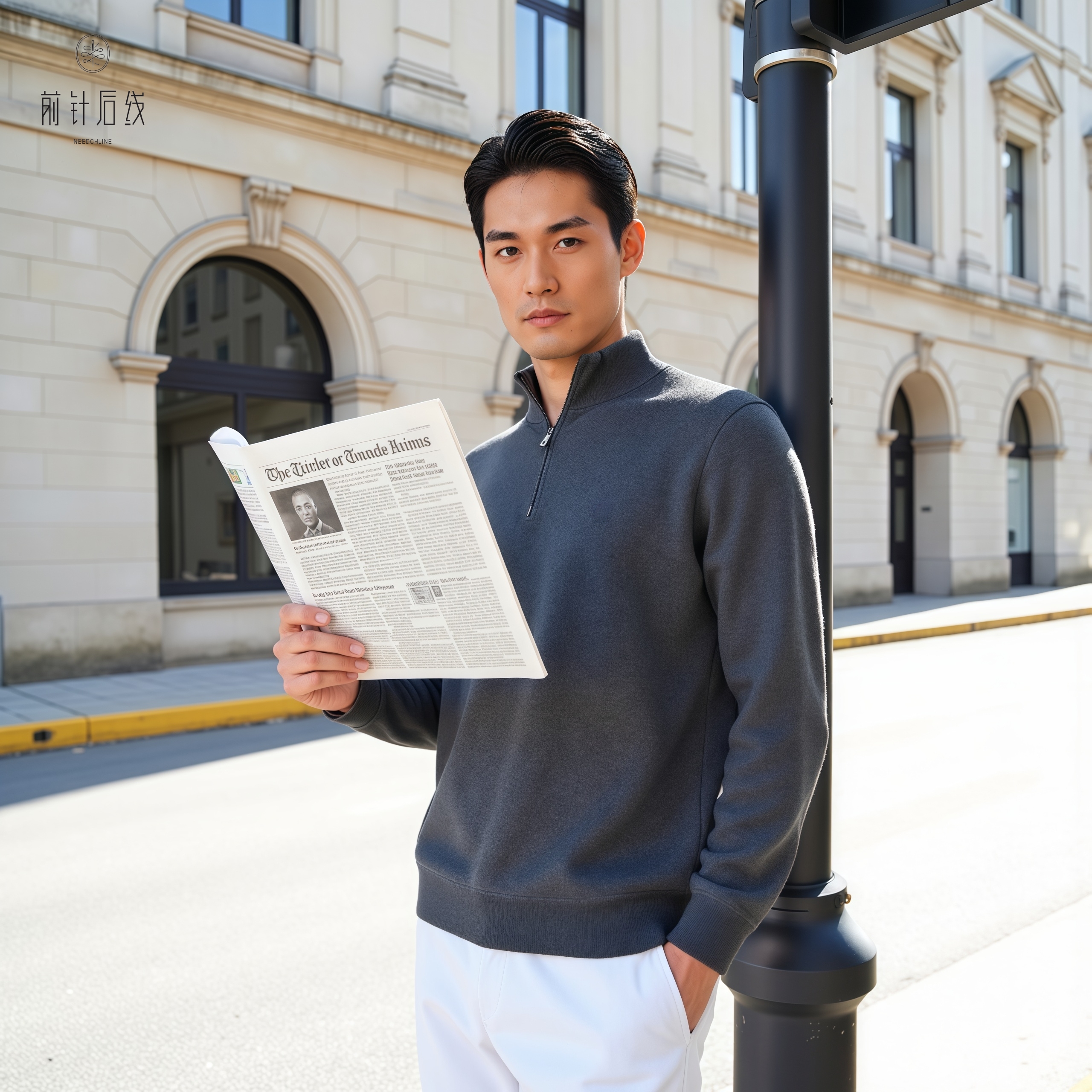 纯羊绒男士半高领拉链立领