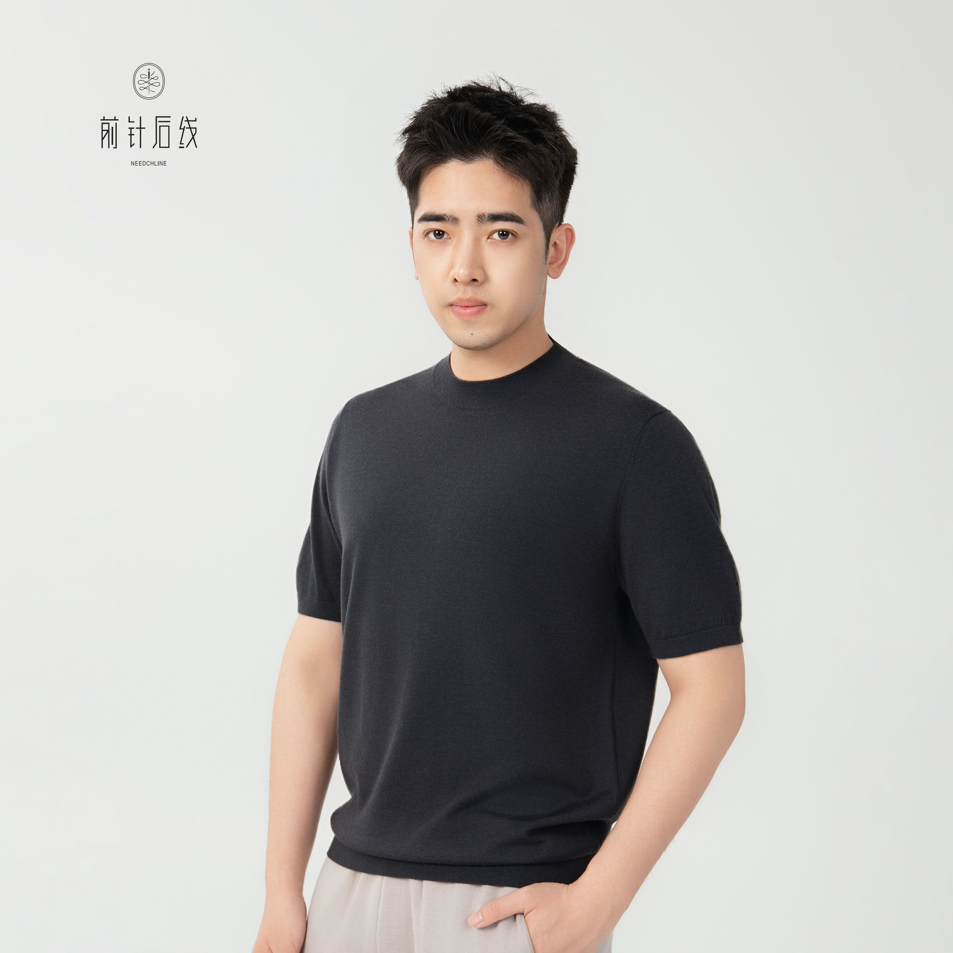 前针后线纯羊毛衫可机洗圆领针织