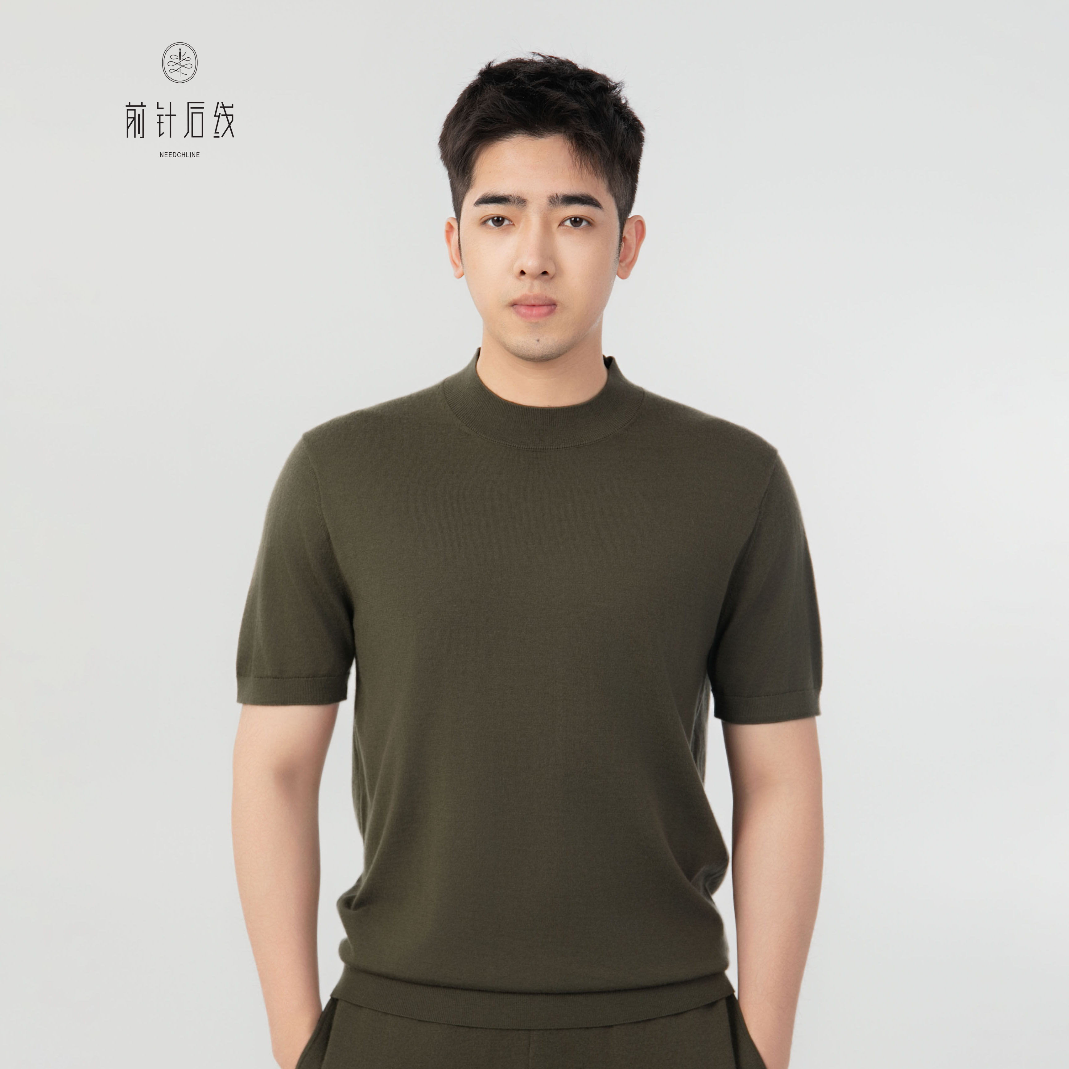 可机洗纯羊绒半高领短袖