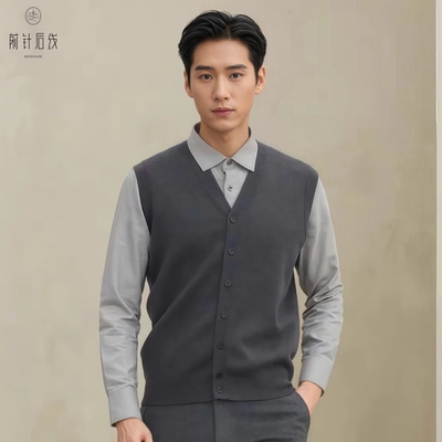 100%纯羊绒衫男士马甲开衫