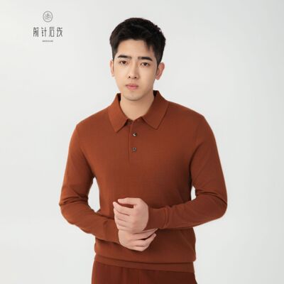 100%纯羊绒polo衫秋冬长袖