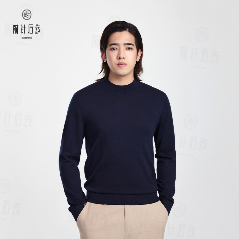 【可机洗】100%纯羊绒衫男士半高领长袖简约秋冬保暖商务纯色男款