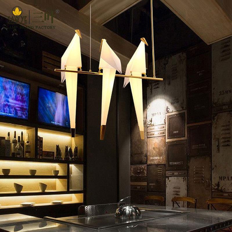 北欧千纸鹤吊灯 现代简约LED服装店装饰灯卧室餐厅吧台小鸟吊灯