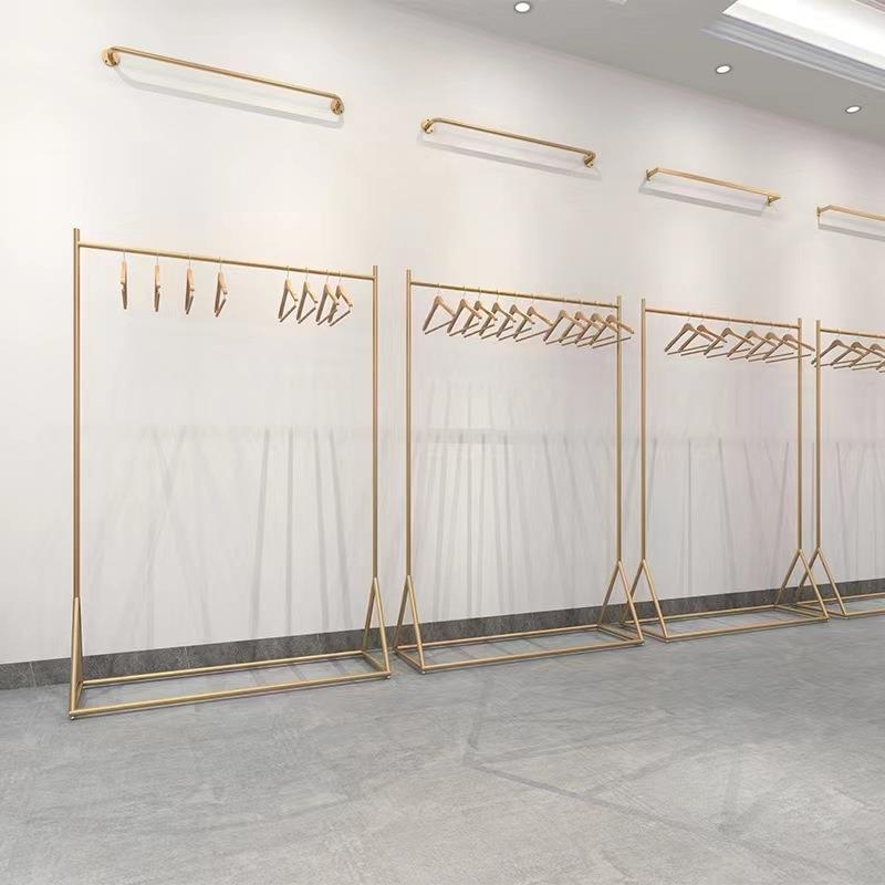 直播服装店展示架挂衣架金色落地式女装店展架童装货架服装陈列架