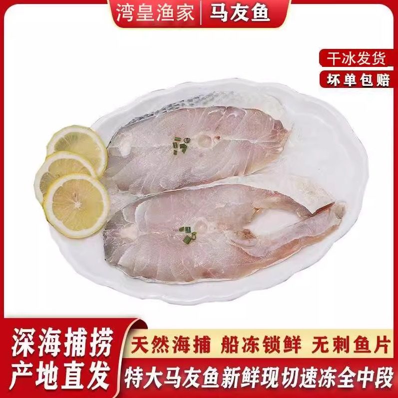 湛江特产深海马友鱼海鲜批发新鲜中段鱼冷冻淡盐一夜程鱼片特大