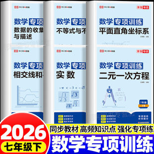 七年级下册数学专项训练相交线和平行线二元一次方程专项训练 2026新版不等式与不等式组平面直角坐标系实数练习初中生必刷题