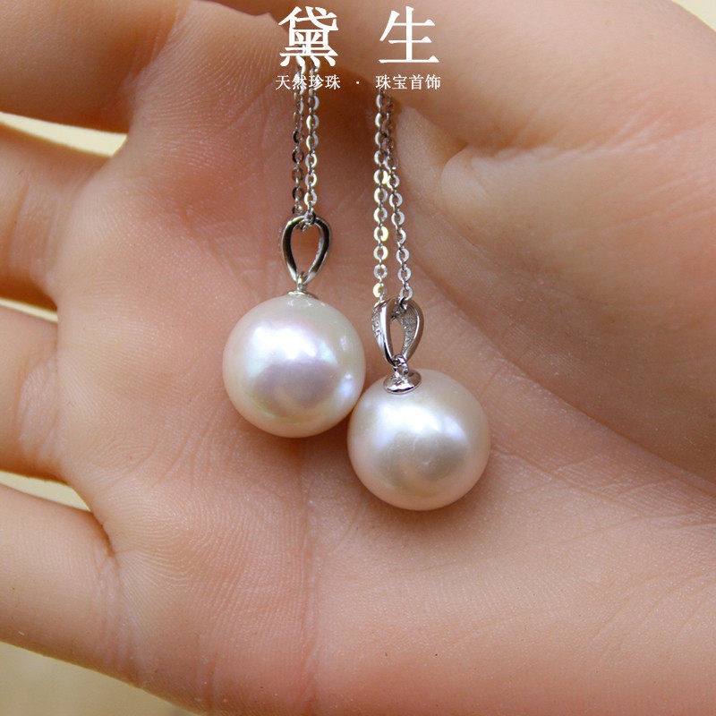 特价大颗粒13-14mm天然淡水珍珠吊坠项链925纯银真珍珠项链礼物