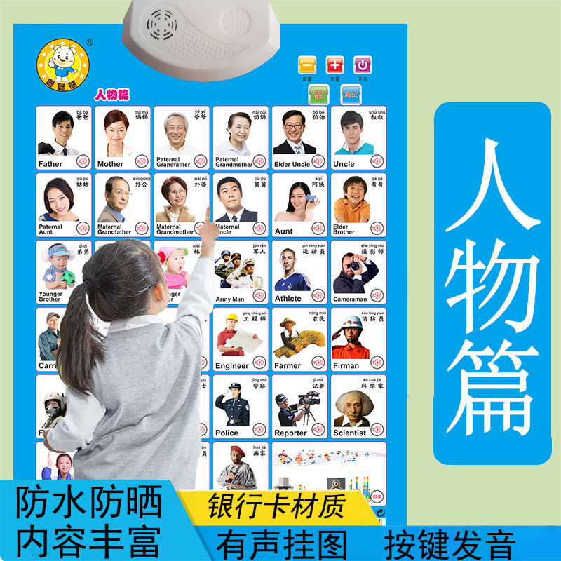 儿童早教有声挂图幼儿启蒙认知点读发声家庭人物称呼称谓职业挂画