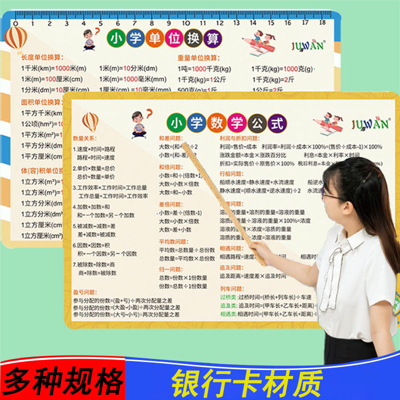 小学生数学大全公式卡片