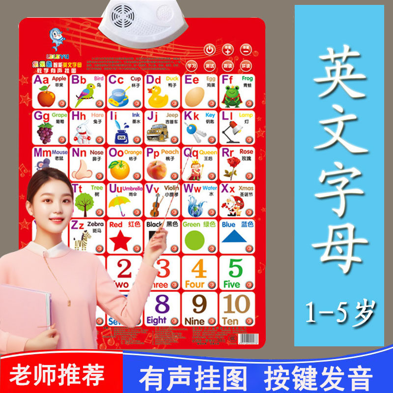 26个英文字母表abcd英语音标发音有声挂图儿童小学生标准书写单词