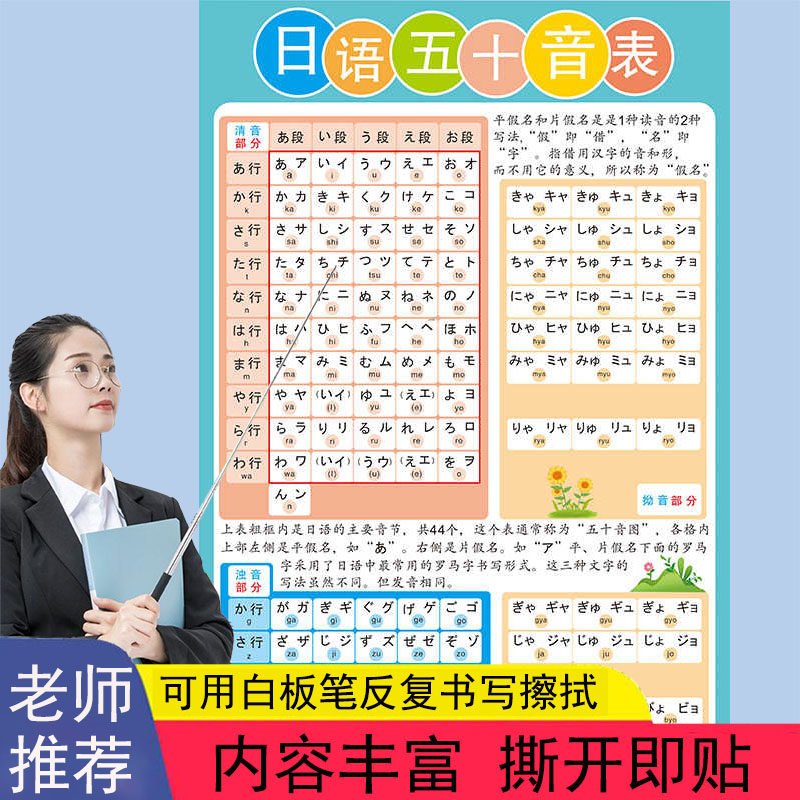 日语五十音图挂图墙贴海