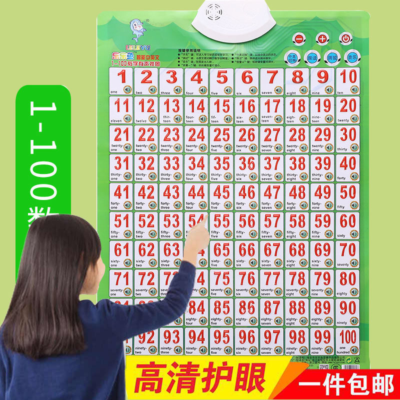 婴幼儿童宝宝学1-100认知卡