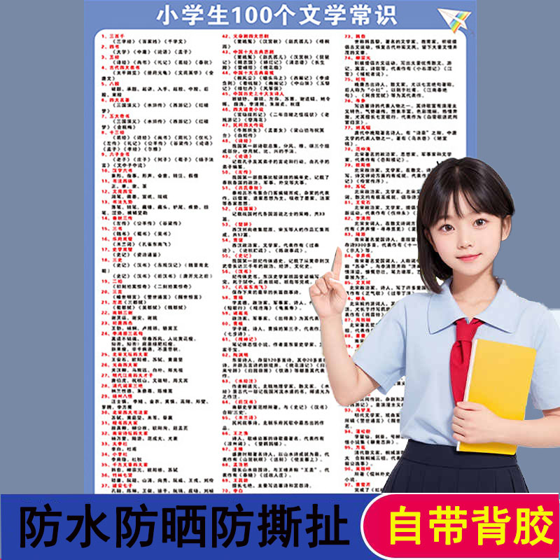 小学生100个必背文学常识挂图