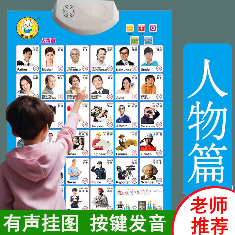 有声挂图儿童早教幼儿启蒙认知点读发声家庭人物称呼称谓职业挂画
