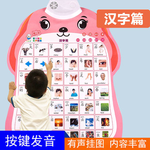 婴幼儿识字挂画发声宝宝认数字立体水晶有声挂图学拼音4声调墙贴