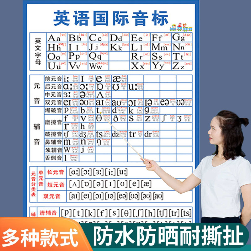 英语48个国际音标和自然拼读挂图