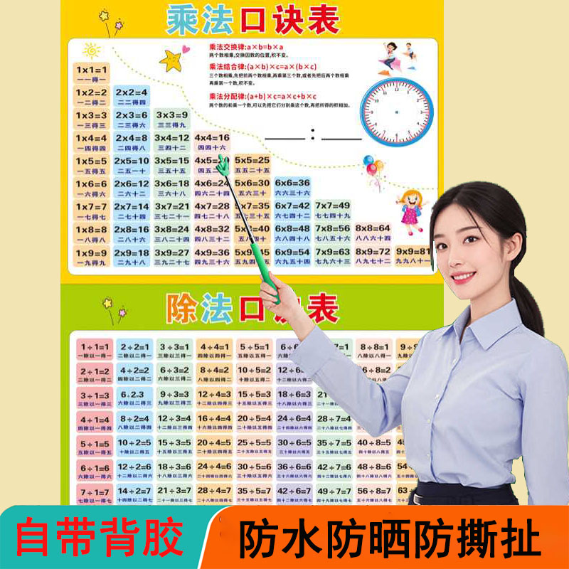 乘法口诀表挂图二年级99乘除挂图