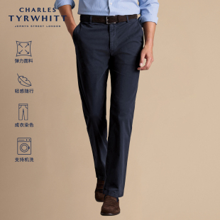 CHARLES TYRWHITTCT查特海军蓝男士易打理奇诺商务休闲奇诺裤