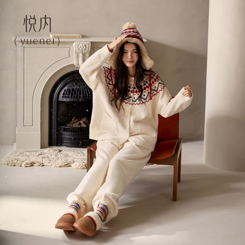 【商场同款】悦内女士半边绒睡衣