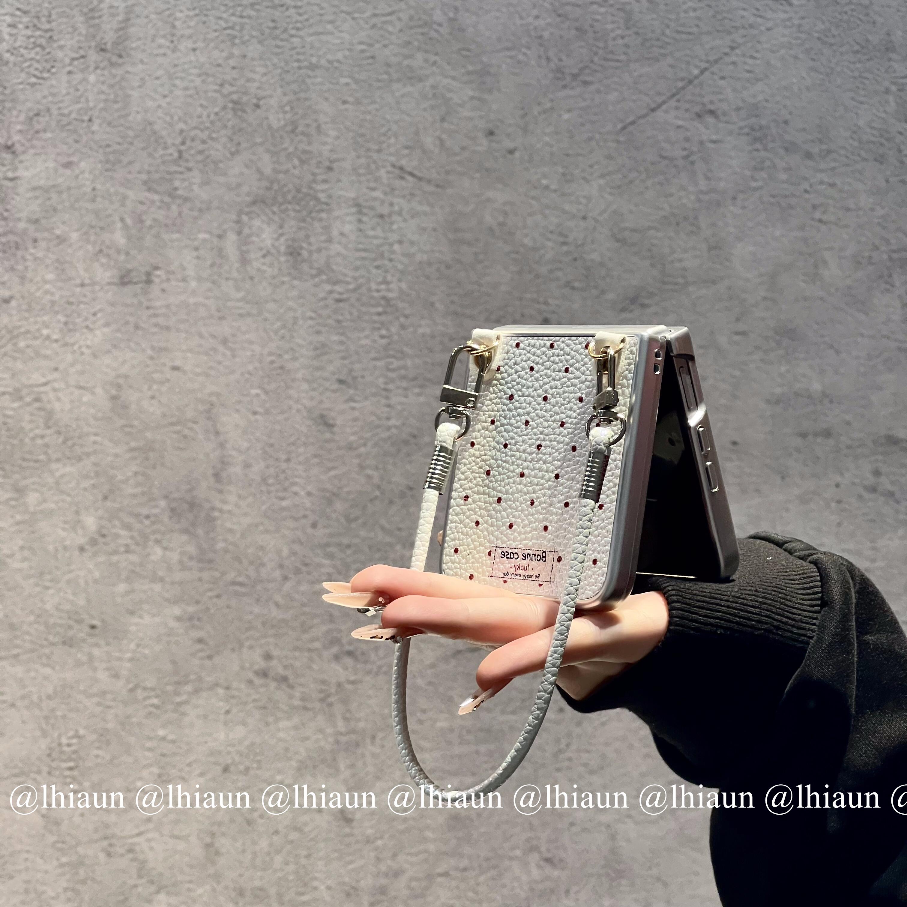 ins红波点电镀皮纹折叠屏手机壳