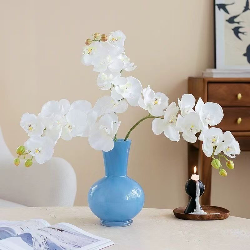 轻奢高级感【蓝色琉璃花瓶】创意云彩纹理水培鲜花瓶摆件客厅插花