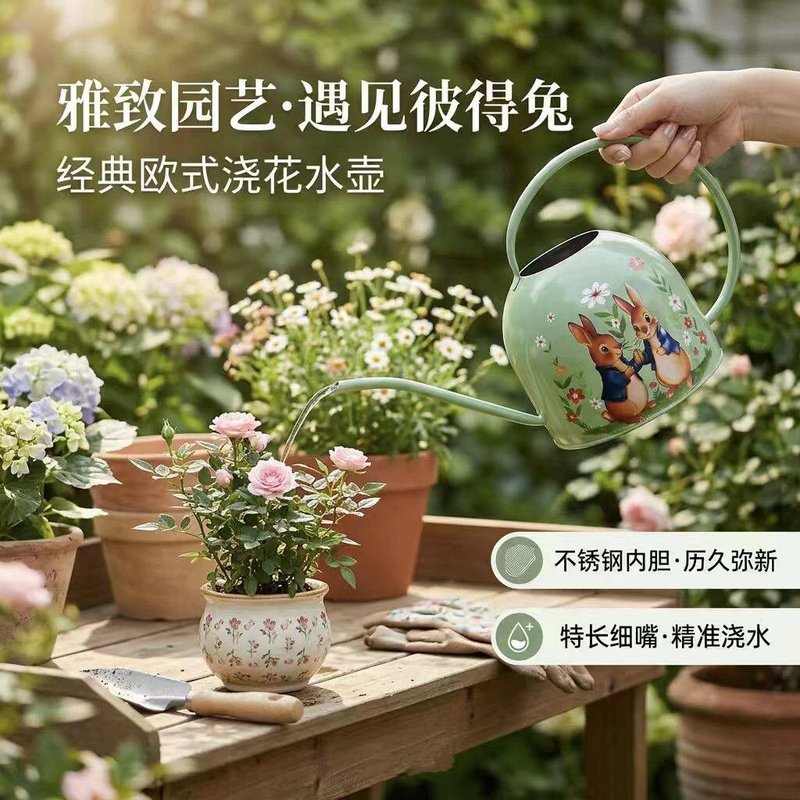 2L 大容量铁艺浇花壶 复古长嘴防锈洒水壶阳台花园家用工具