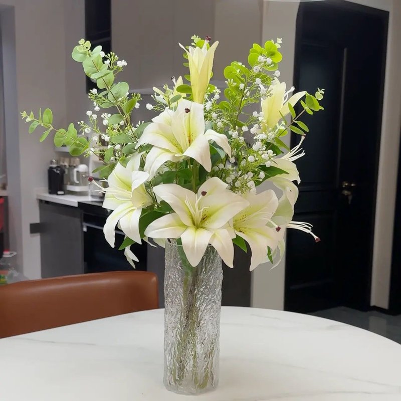 仿真百合花3花1蕾仿真花浪漫北欧简约装饰客厅餐桌摆件