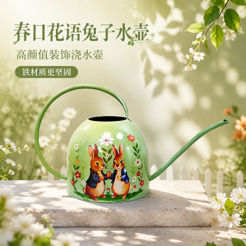 户外浇花水壶铁艺浇花壶2L复古长嘴大容量洒水壶浇水壶可爱家用