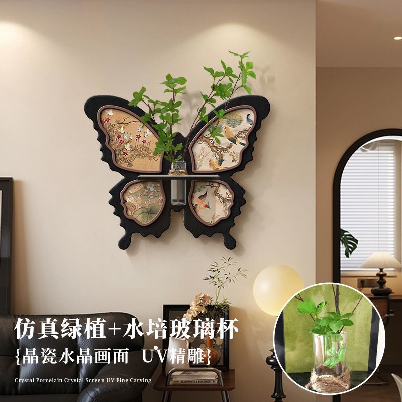 中古风餐厅装饰画水培绿植电视背景墙挂画高级感复古餐桌墙面壁画