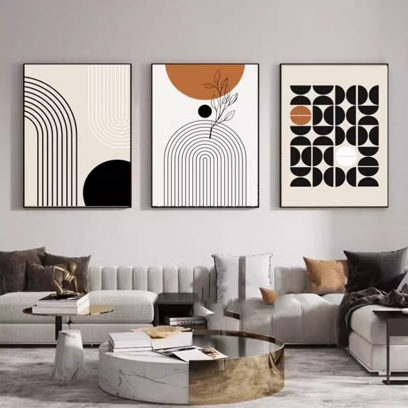 客厅沙发现代装饰画简约三联画抽象背景墙挂画餐厅高级卧室壁画