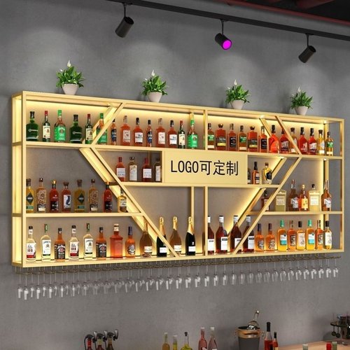 吧台展示柜一体酒柜墙上壁挂式酒吧酒架壁挂式酒柜挂壁铁艺摆件