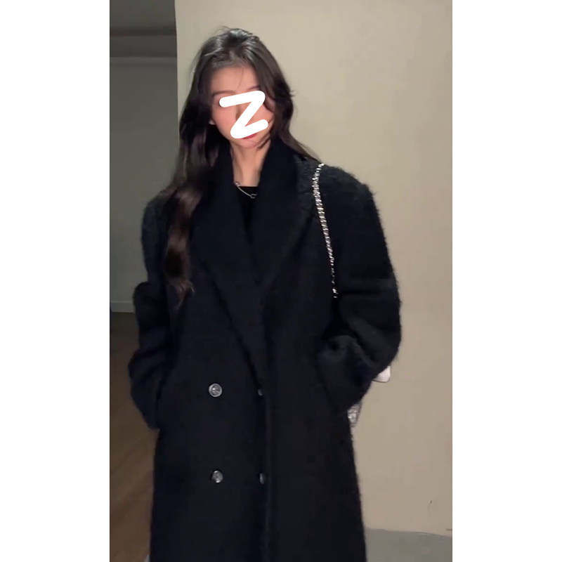 羽绒服内胆黑色毛呢外套女款秋冬季小个子高级感加厚正肩呢子大衣
