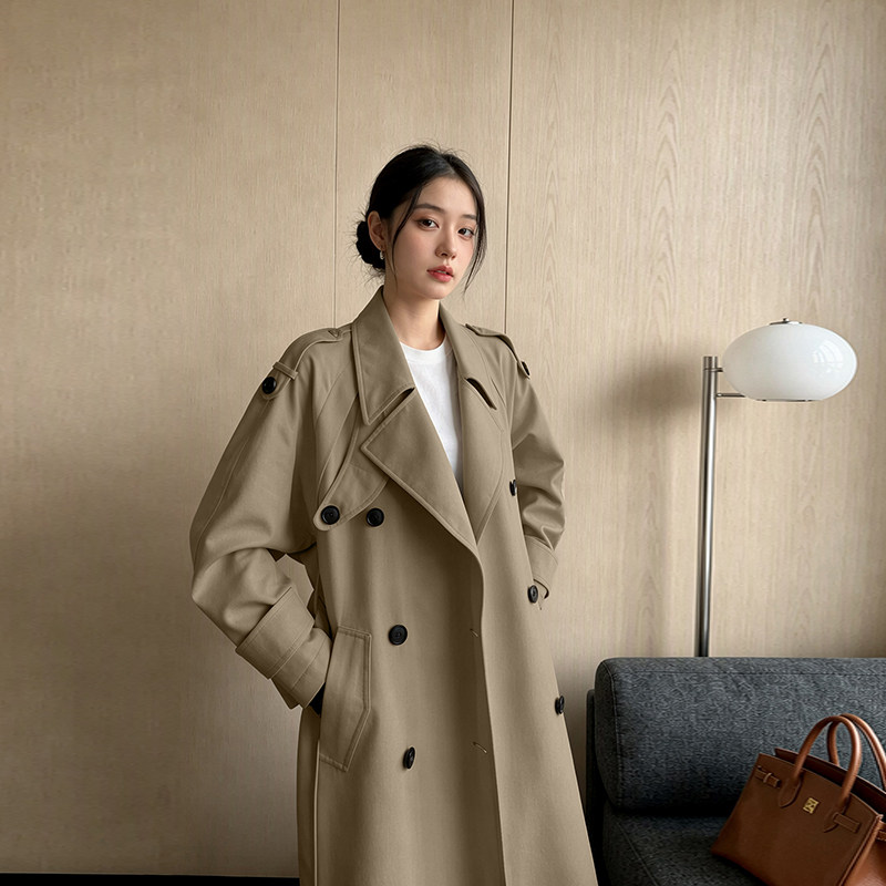 卡其色风衣外套女早春秋2026新款韩系小个子高级感中长款休闲大衣