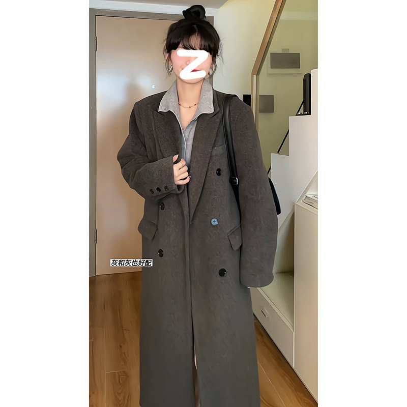 羽绒服内胆灰色毛呢外套女2025秋冬季新款高级感加厚正肩呢子大衣
