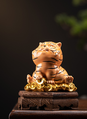 创意可爱小老虎摆件陶瓷卡通生肖虎年吉祥物家居客厅玄关桌面装饰
